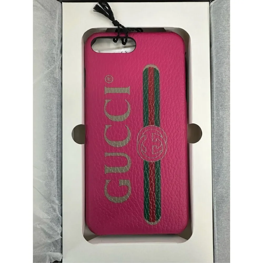 Authentic Gucci Leather Logo Phone Case w/ Tags IPhone 8 Plus Phone Case
